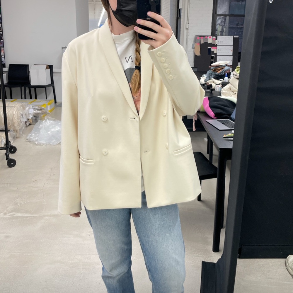 LAPOINTE Cream Stretch Ponte Blazer